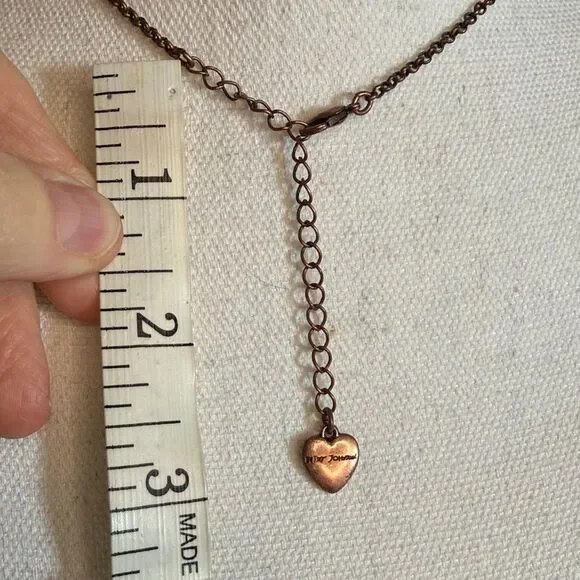 BETSEY JOHNSON WINGED HEART NECKLACE “LOVE” SPELLOUT COPPER CRYSTAL PAVE 18” EUC - Picture 10 of 12